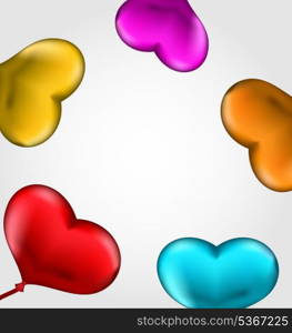 Illustration colourful hearts balloons isolated on white background - vector