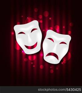Illustration comedy and tragedy theatre masks - vector