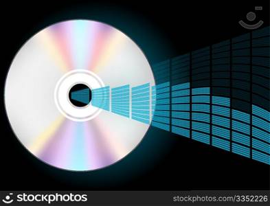 Illustration - Compact Disc and Blue Graphic Equalizer
