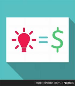 Illustration concept of creative idea is cash income - vector