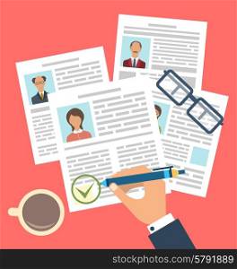 Illustration Concept of Human Resources Management, Finding Professional Staff, Flat Simple Icons - Vector