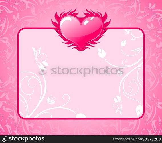 Illustration congratulation card with heart for Valentine&acute;s day - vector