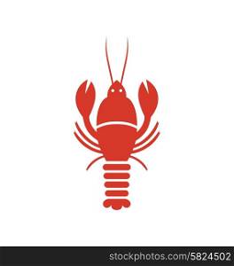 Illustration Crayfish Icon in Minimal Style, Isolated on White Background - Vector