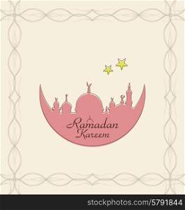 Illustration Creative Celebration Card with Architecture for Ramadan Kareem, Vintage Style - Vector