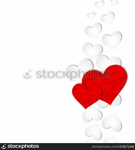Illustration crumpled paper hearts for Valentine&rsquo;s day - vector