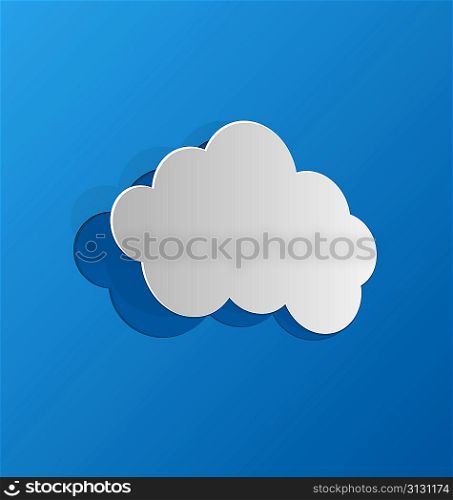 Illustration cut out cloud, blue paper - vector