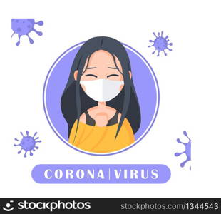 Illustration cute character about coronavirus , covid-19 , vector