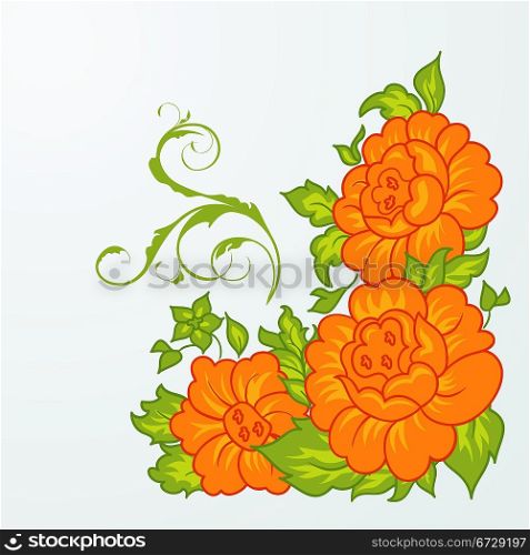 Illustration cute orange flowers isolated - vector