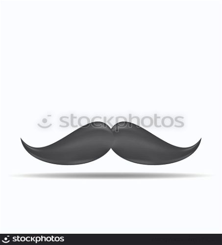 Illustration cute vintage cartoon black mustache, isolated on white background with shadow - vector