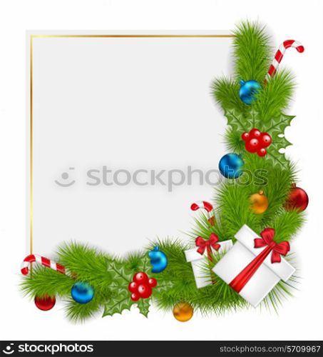Illustration decorative border from a traditional Christmas elements - vector