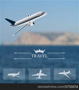 Illustration design of tickets for worldwide travel. Mobile interface template. Blurred layout - vector