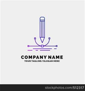 illustration, design, pen, graphic, draw Purple Business Logo Template. Place for Tagline. Vector EPS10 Abstract Template background