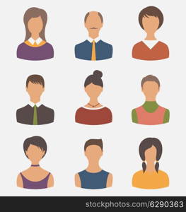 Illustration different male and female user avatars - vector