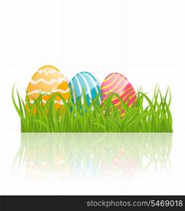 Illustration Easter background with paschal ornamental eggs - vector