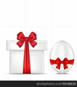 Illustration Easter gift box with red bow and egg - vector
