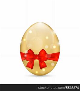 Illustration Easter paschal shine egg with red bow - vector