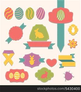 Illustration Easter scrapbook set - labels, ribbons and other elements (1) - vector