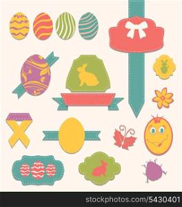 Illustration Easter scrapbook set - labels, ribbons and other elements (2) - vector