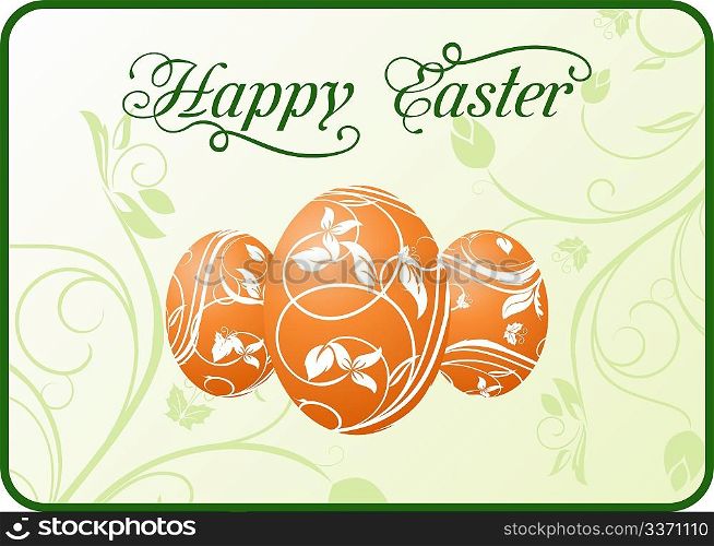 Illustration Easter set eggs on floral background - vector