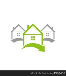 Illustration ecological concept icon renewable green houses - vector