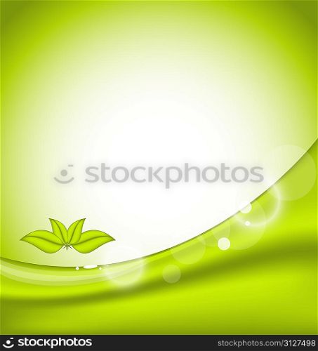 Illustration ecology background with green leaves - vector
