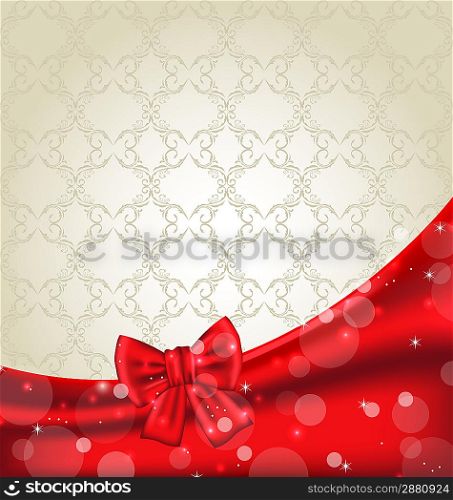 Illustration elegance background with ribbon bow - vector