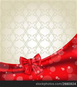 Illustration elegance background with ribbon bow - vector