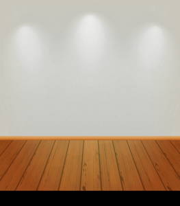 Illustration empty wall with light and wooden floor - vector