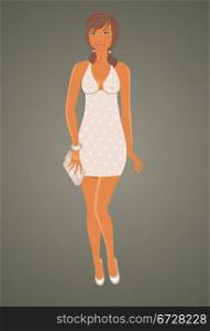 Illustration fashion glamor girl in dress - vector