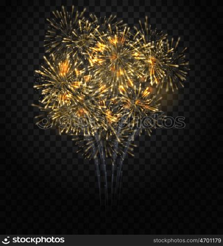 Illustration Festive Firework Bursting, Holiday Background - Vector