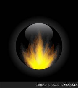 Illustration fire flame in circle frame - vector