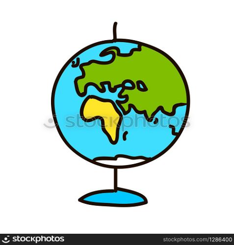 Illustration flat icon of colored globe flat style colored cartoon ink pen Icon vector illustration Vector illustration for web logo. Illustration flat icon of globe flat style colored cartoon ink pen Icon vector illustration Vector illustration for web
