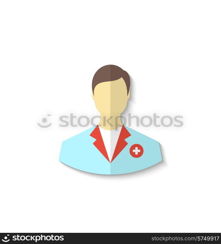 Illustration flat icon of medical doctor with shadow isolated on white background - vector