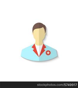 Illustration flat icon of medical doctor with shadow isolated on white background - vector