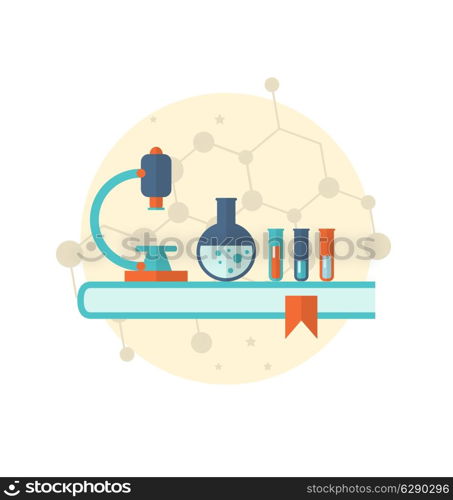 Illustration flat icon of objects chemical laboratory - vector