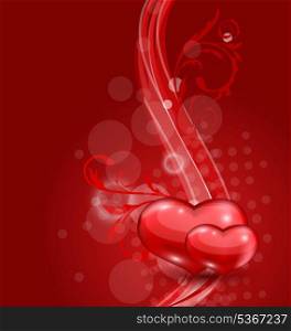 Illustration floral background with beautiful hearts for Valentine day - vector