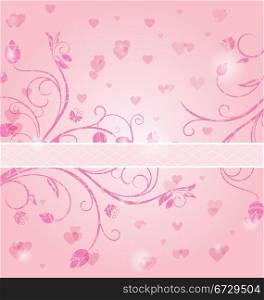 Illustration floral card with heart for Valentine&acute;s day - vector