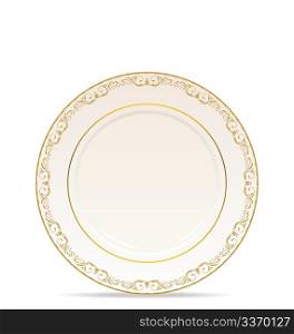 Illustration floral ornament plate isolated - vector