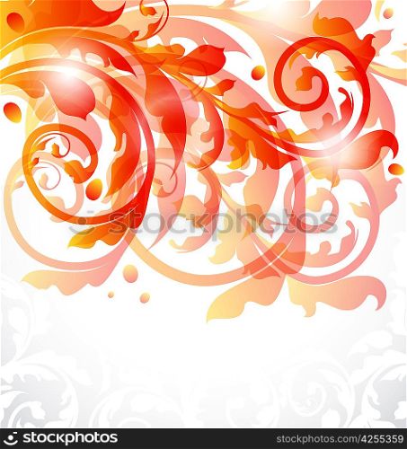Illustration floral ornamental card, autumn background - vector
