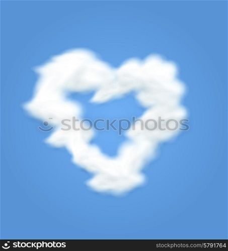 Illustration Fluffy Cloud Shape Heart Love Symbol Blue Sky - Vector