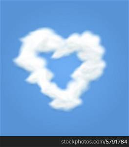 Illustration Fluffy Cloud Shape Heart Love Symbol Blue Sky - Vector