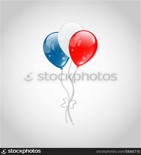 Illustration flying balloons in american flag colors - vector
