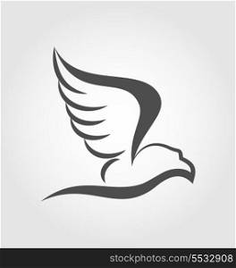 Illustration flying eagle in the form of the stylized tattoo - vector