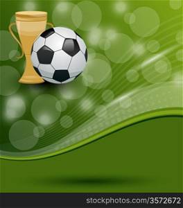 Illustration football card with ball and prize - vector