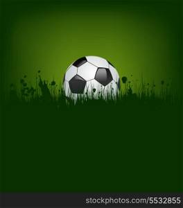 Illustration football card with ball in grass - vector