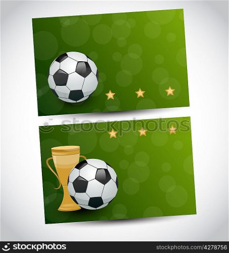 Illustration football cards with champion cup and place for your text - vector