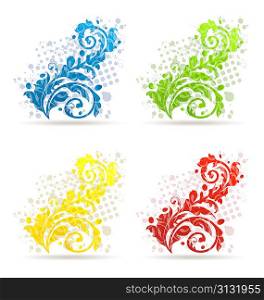 Illustration four seasonal floral colorful set isolated - vector
