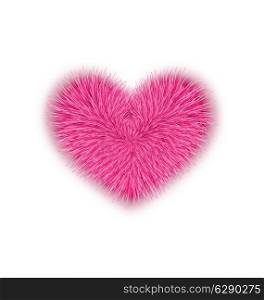 Illustration fur pink heart for Valentines Day isolated on white background - vector