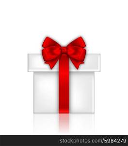 Illustration Gift Box with Red Bow Isolated on White Background - Vector
