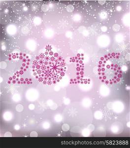 Illustration Glitter New Year Card with Snowflakes, Magic Background - Vector